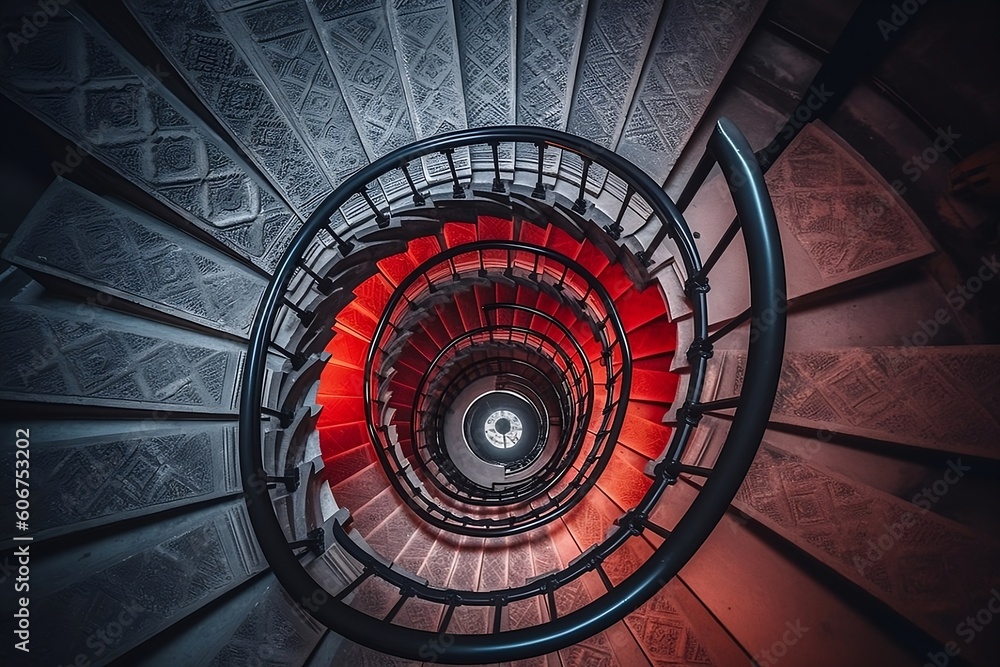 The Spiral Staircase with a Blue Glass Window The Spiral Staircase with a Blue Glass Window