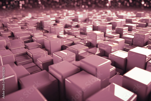 Surface with colored cubes  Abstract futuristic background  Generative ai
