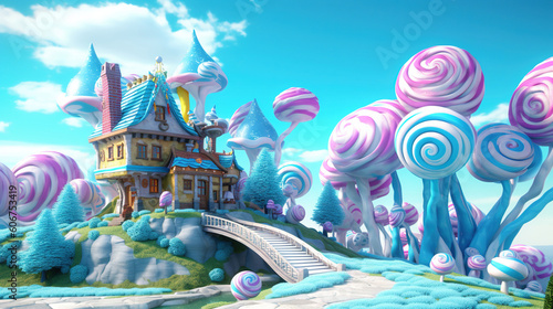 3D fantasy landscape candy land © Absent Satu