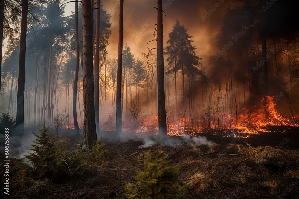 Forest and peat fires due to increased air temperature, generative AI.