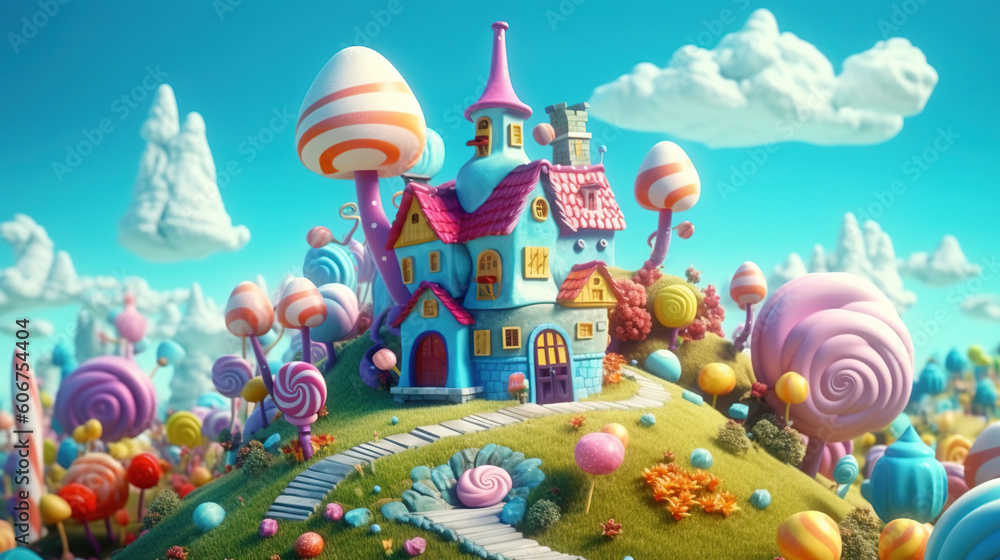 3D fantasy landscape candy land