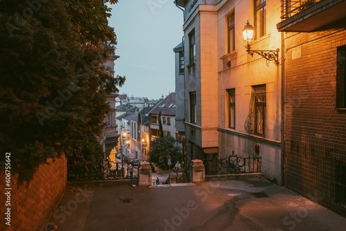 Stairs in Ponty Street in Budapest in summer