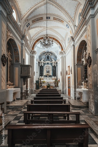 Vertical shot of the church interior