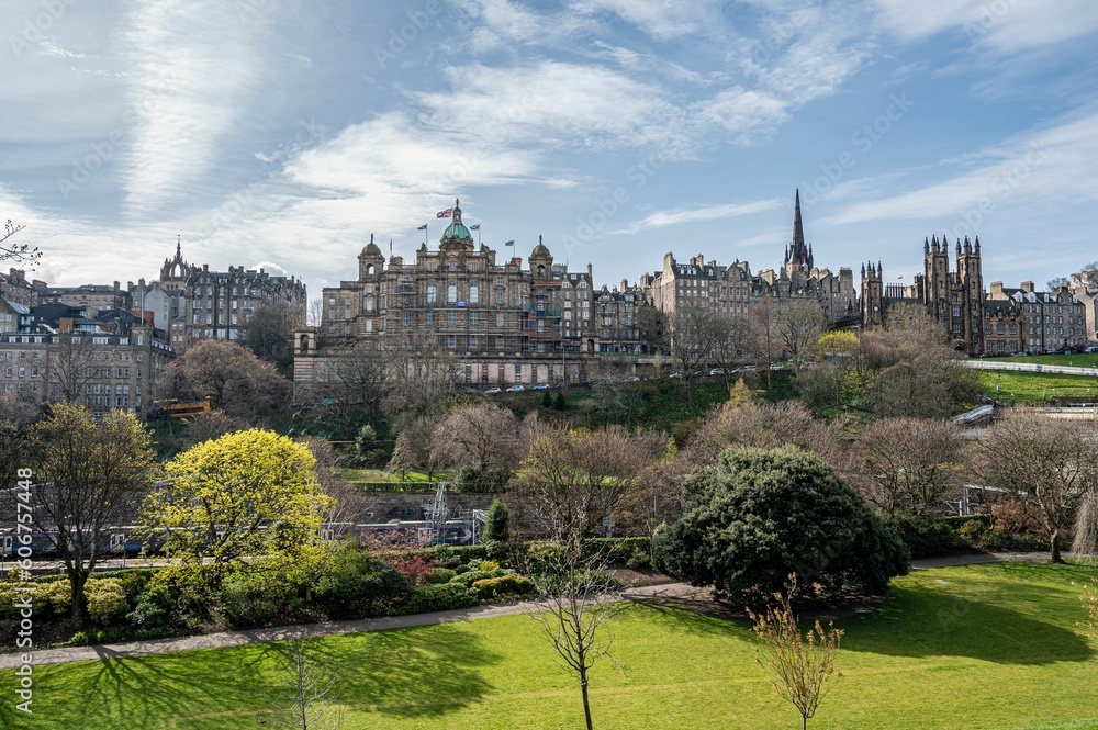 Beautiful landscape of the Princes Street Gardens in Edinburgh