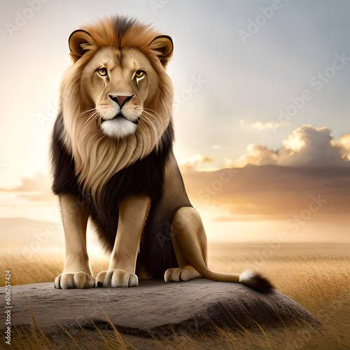 portrait of a lion, photo of a lion isolated on a beautiful background Ai Generated photo