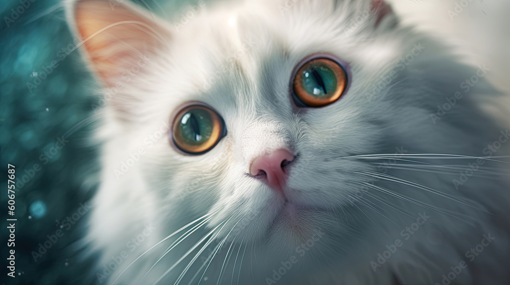 Cute fluffy white cat