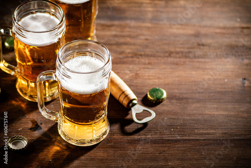 Glasses with fresh beer.