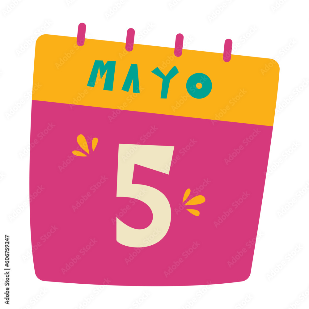 Calendar Cinco De Mayo Color 2D Illustrations Calendar Cinco De Mayo Color 2D Illustrations