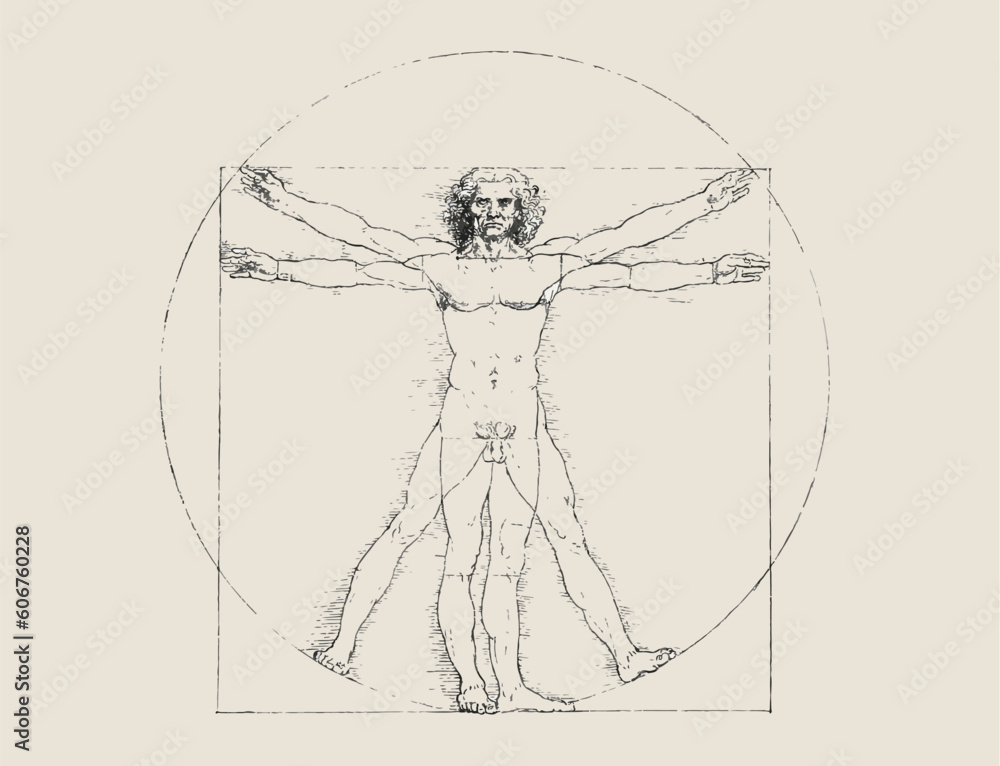 Fotografie Human proportion sketch Leonardo Da Vinci vector cmyk illustration