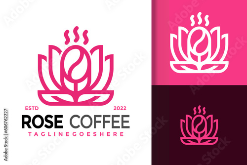 Vector design template in a simple modern style with a pink and white logo similar to a coffee bean photo