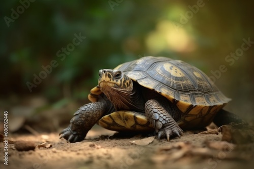 Spur thighted turtle Testudo graeca in natural habitat, Generative ai © Marius