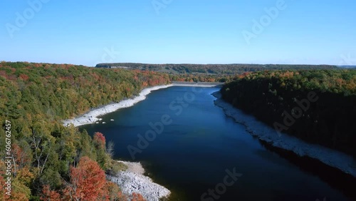 Aerial view of the Crawford Lake in autumn at Ontario, Canada photo