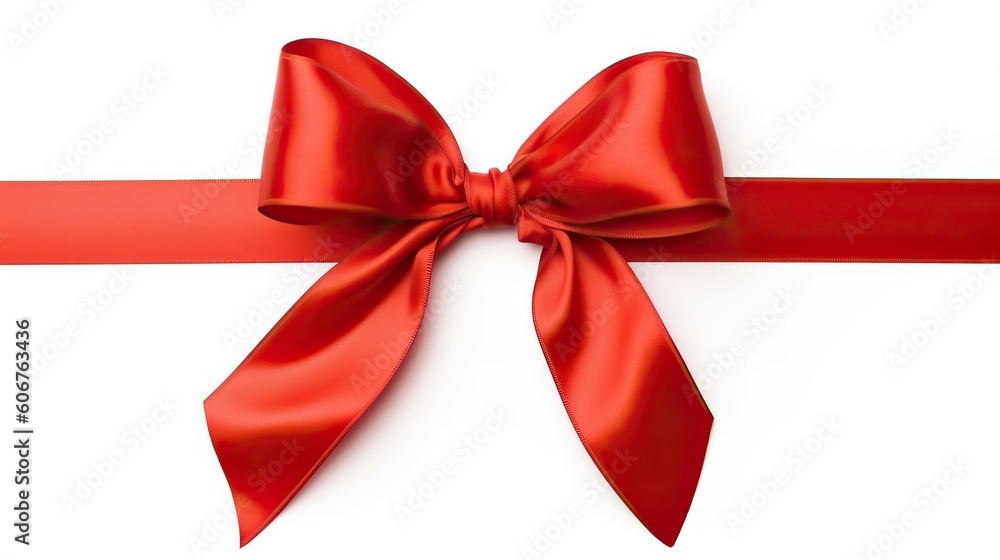 Red beautiful satin ribbon with a bow isolated on a white background Red beautiful satin ribbon with a bow isolated on a white background