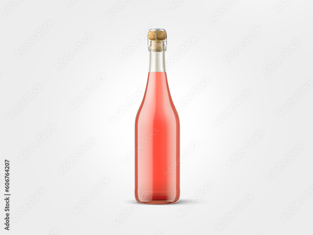 Rose bottle wine Champagne mockup, blank on isolated background Rose bottle wine Champagne mockup, blank on isolated background