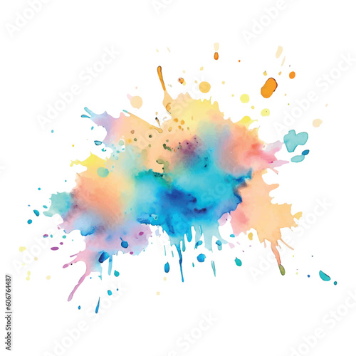 Abstract ink splash background, watercolor colorful paint splatter brush design