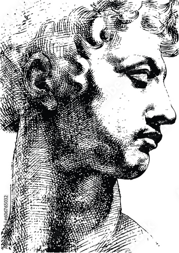 Men sketch Michelangelo Buonarroti vector cmyk illustration