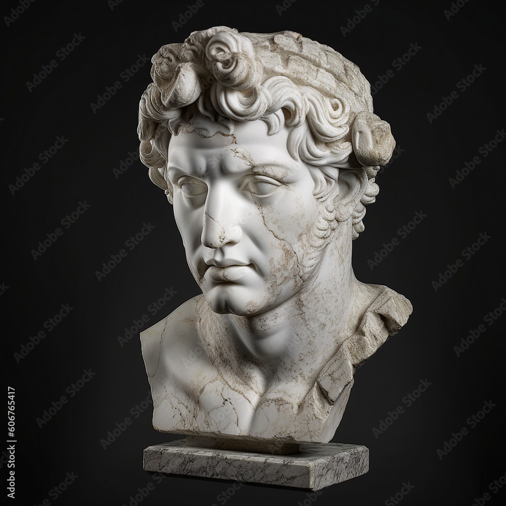 marble statue face, antic grec and roman style