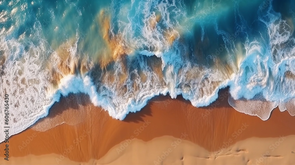 Ocean waves on the beach with punchy colours. Beautiful natural summer vacation holidays background. Ocean waves on the beach with punchy colours. Beautiful natural summer vacation holidays background.