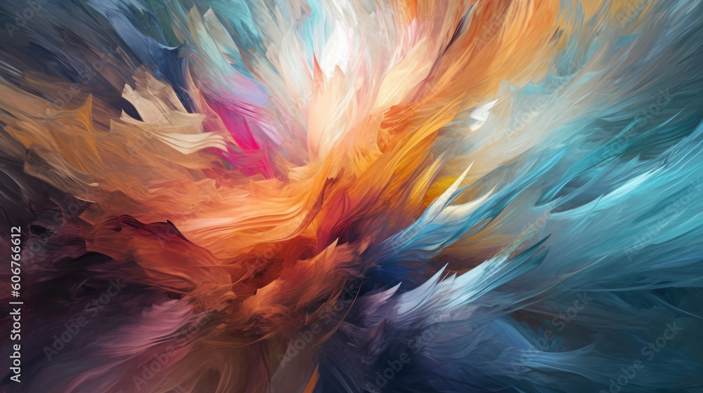 Capture the vibrant colors and mesmerizing movements of the abstract painting in a super-realistic photograph that conveys the energy and dynamism of the artwork