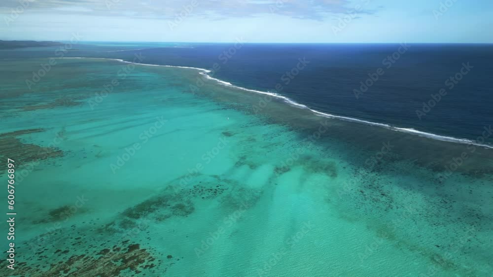 Aerial over Poé Beach, Domaine de Deva and lagoon in Bourail, Grand Terre, New Caledonia. Aerial over Poé Beach, Domaine de Deva and lagoon in Bourail, Grand Terre, New Caledonia.