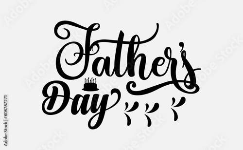 Vector father's day greetings card with hand lettering - happy father's day - with a hat and mustaches in a circle. - Vector