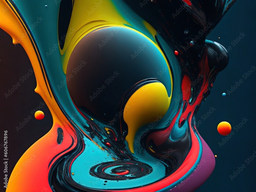 Abstract Background with Vibrant Colors and Fluid Shapes with Generative AI technology