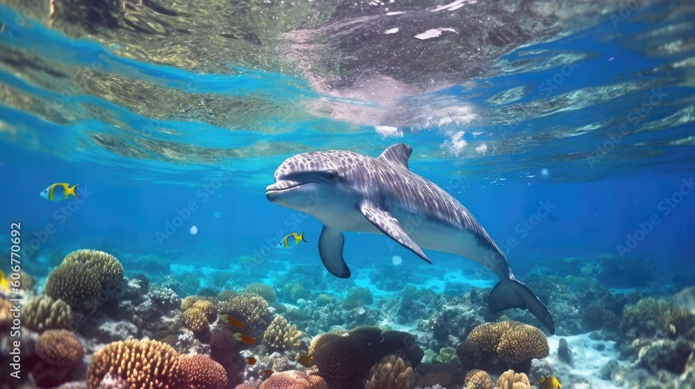 Dolphin in Crystal Clear Ocean
