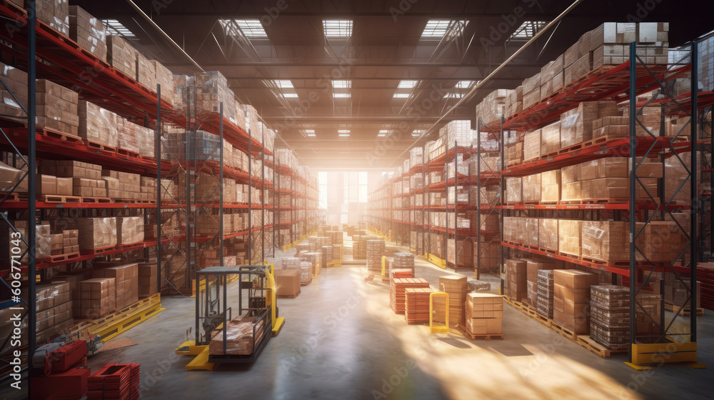 Step into the vast expanse of a bustling warehouse, where productivity and organization intersect. Generative AI 