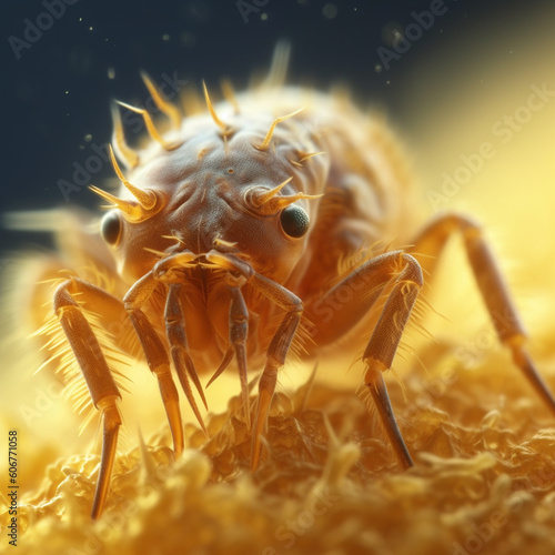 Insect mite, encephalitic tick, macro,  AI generated © Khorzhevska