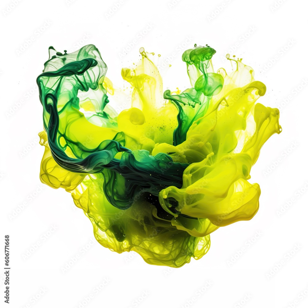 Fotografie Green, yellow ink smudging Generative AI