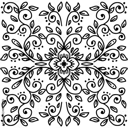 Hand drawn floral decorative with mandala style