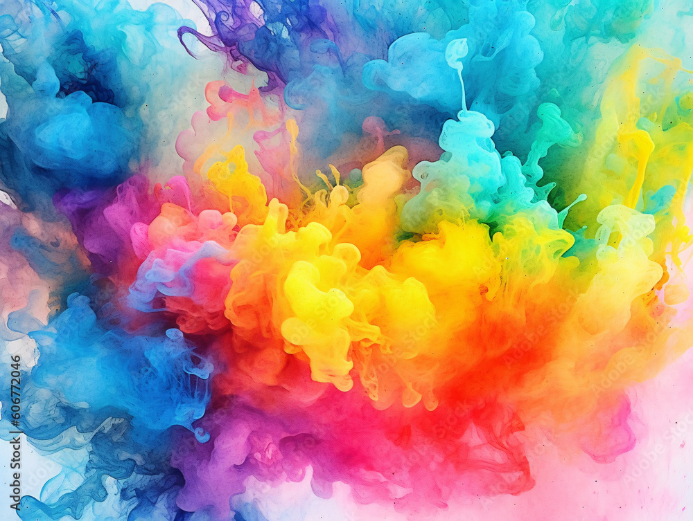 Abstract colored dust explosion on black background. Abstract powder splatter background