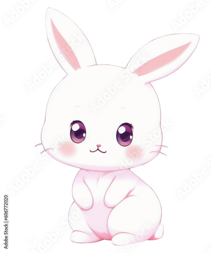 Cute anime like rabbit character. Ai generated  Transparent background