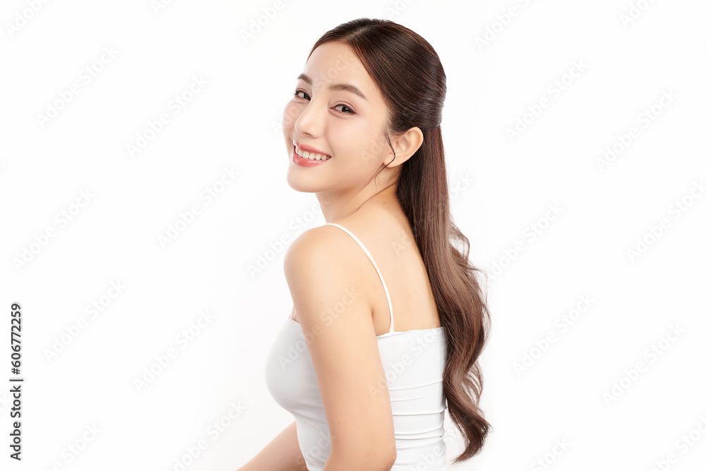 Beautiful young asian woman with clean fresh skin on white background, Face care, Facial treatment, Cosmetology, beauty and spa, Asian women portrait. Beautiful young asian woman with clean fresh skin on white background, Face care, Facial treatment, Cosmetology, beauty and spa, Asian women portrait.