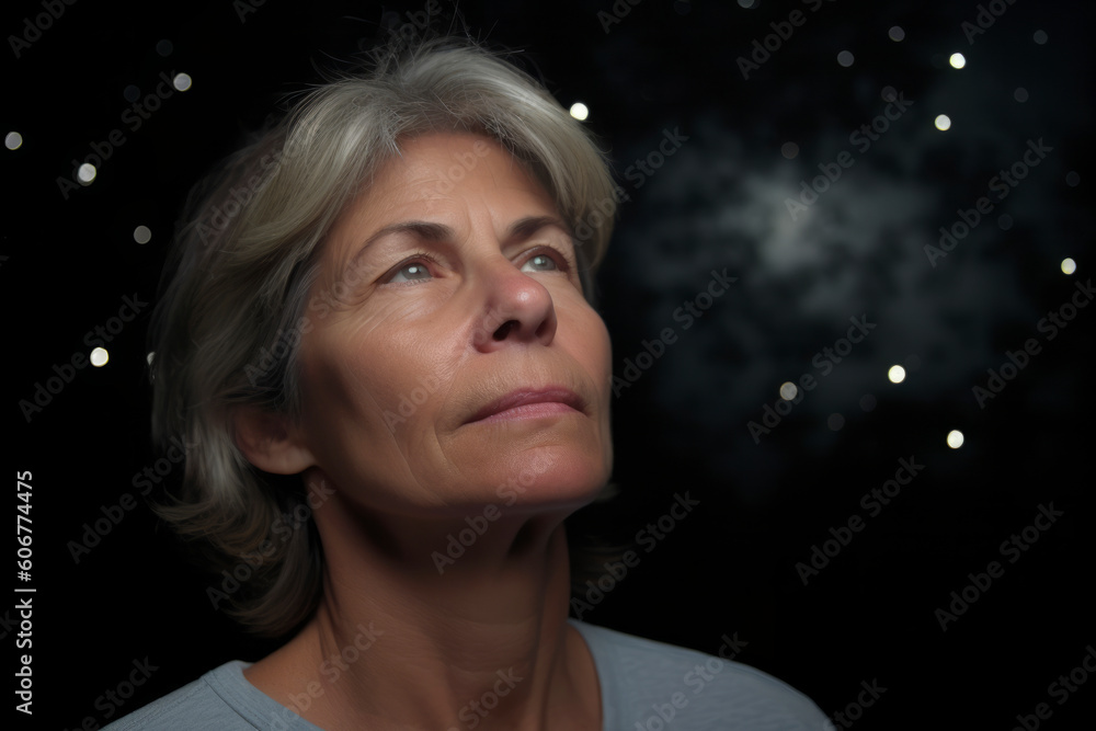 Portrait of a beautiful middle-aged woman on a dark background