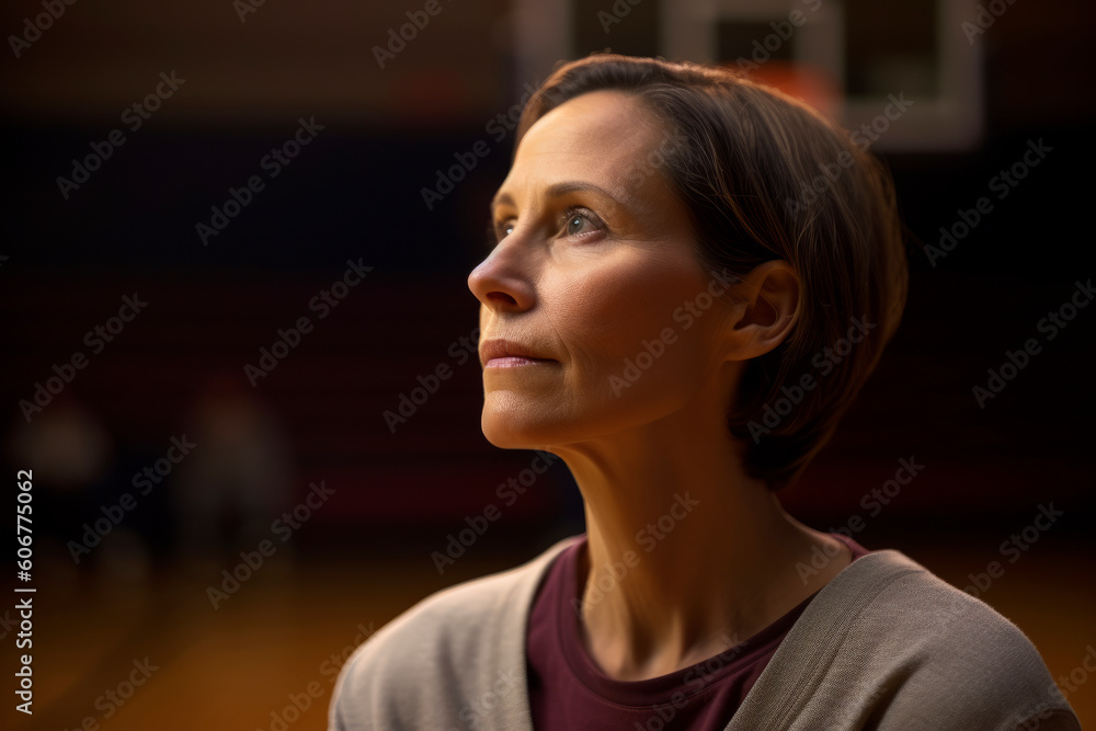 Portrait of a beautiful young woman looking away in a dark room Portrait of a beautiful young woman looking away in a dark room