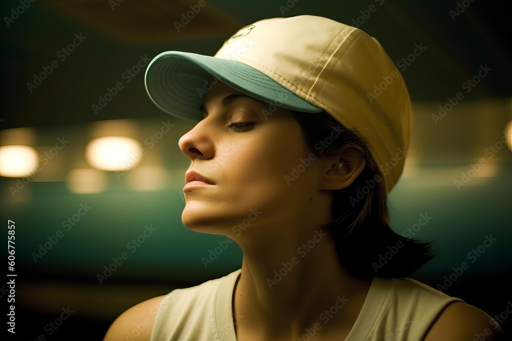 Portrait of a beautiful young woman in a baseball cap and t-shirt Portrait of a beautiful young woman in a baseball cap and t-shirt
