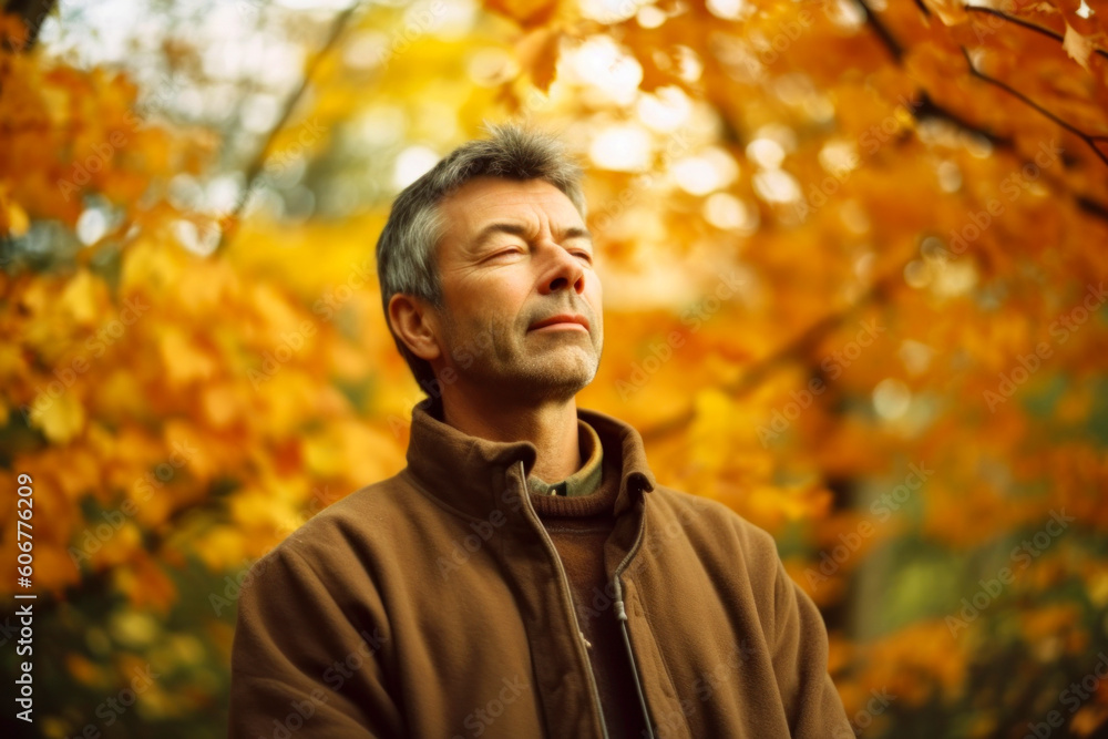 Portrait of a middle-aged man in the autumn park. Portrait of a middle-aged man in the autumn park.