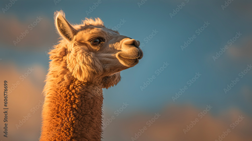 Obraz premium close up of a llama created with Generative AI technology