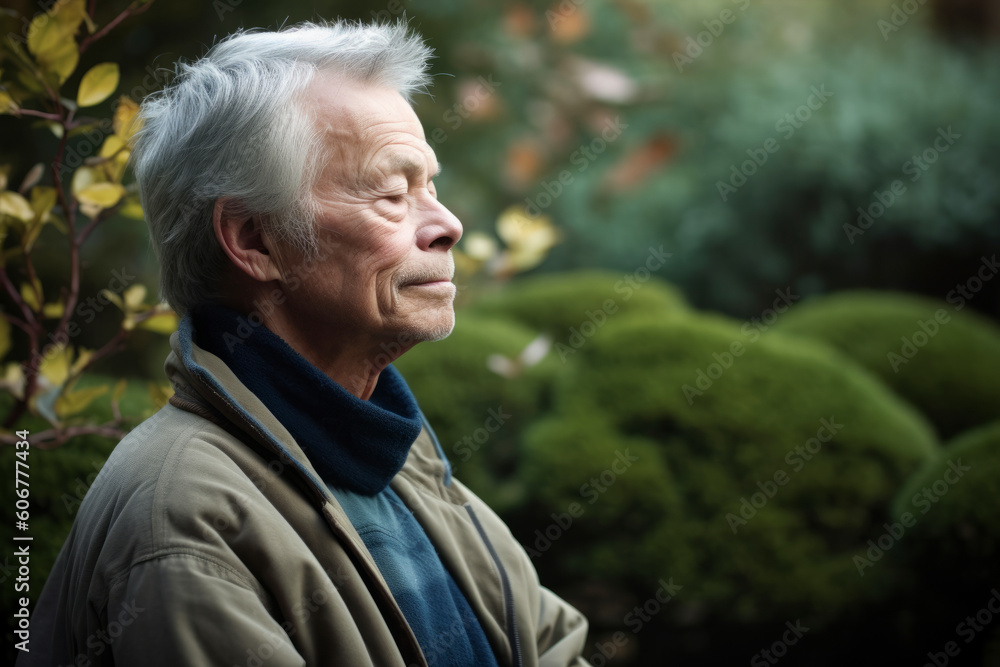 Portrait of a senior man in the garden at autumn time. Portrait of a senior man in the garden at autumn time.