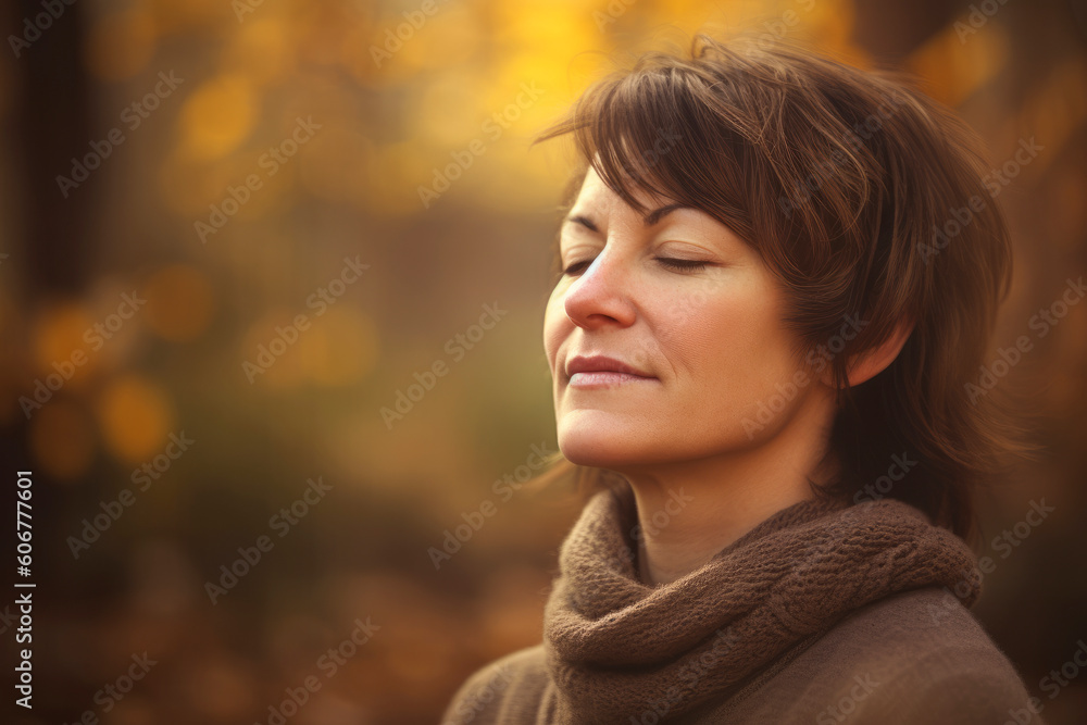 portrait of a beautiful woman in autumnal forest. shallow depth of field portrait of a beautiful woman in autumnal forest. shallow depth of field