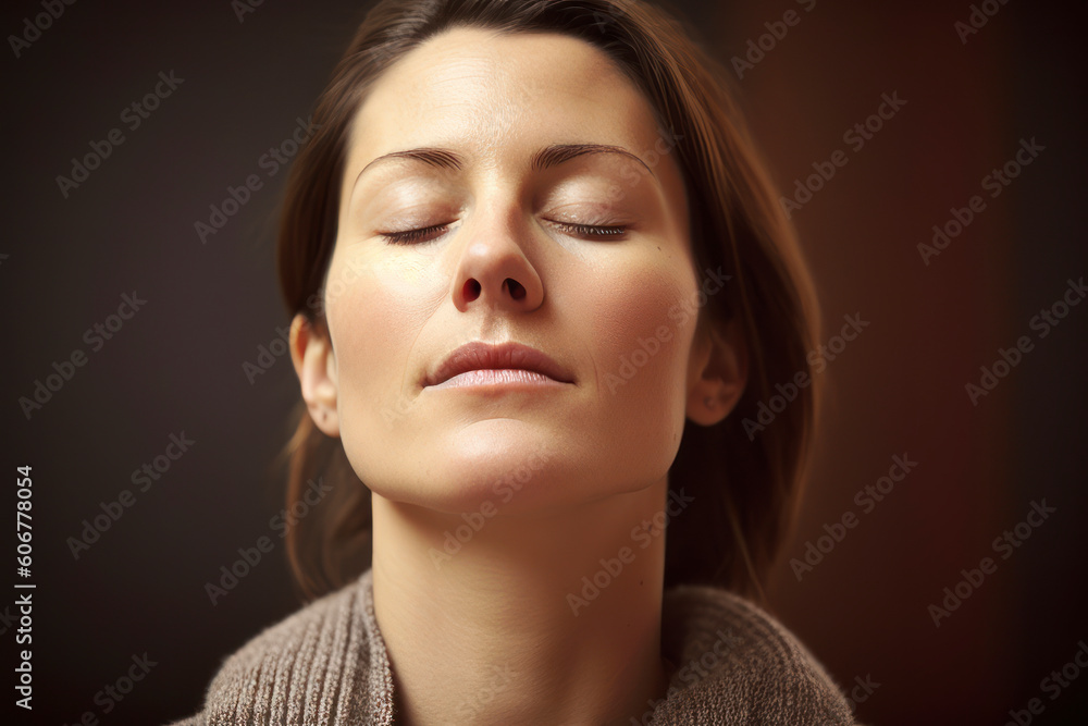 Portrait of a beautiful young woman with closed eyes and closed eyes Portrait of a beautiful young woman with closed eyes and closed eyes