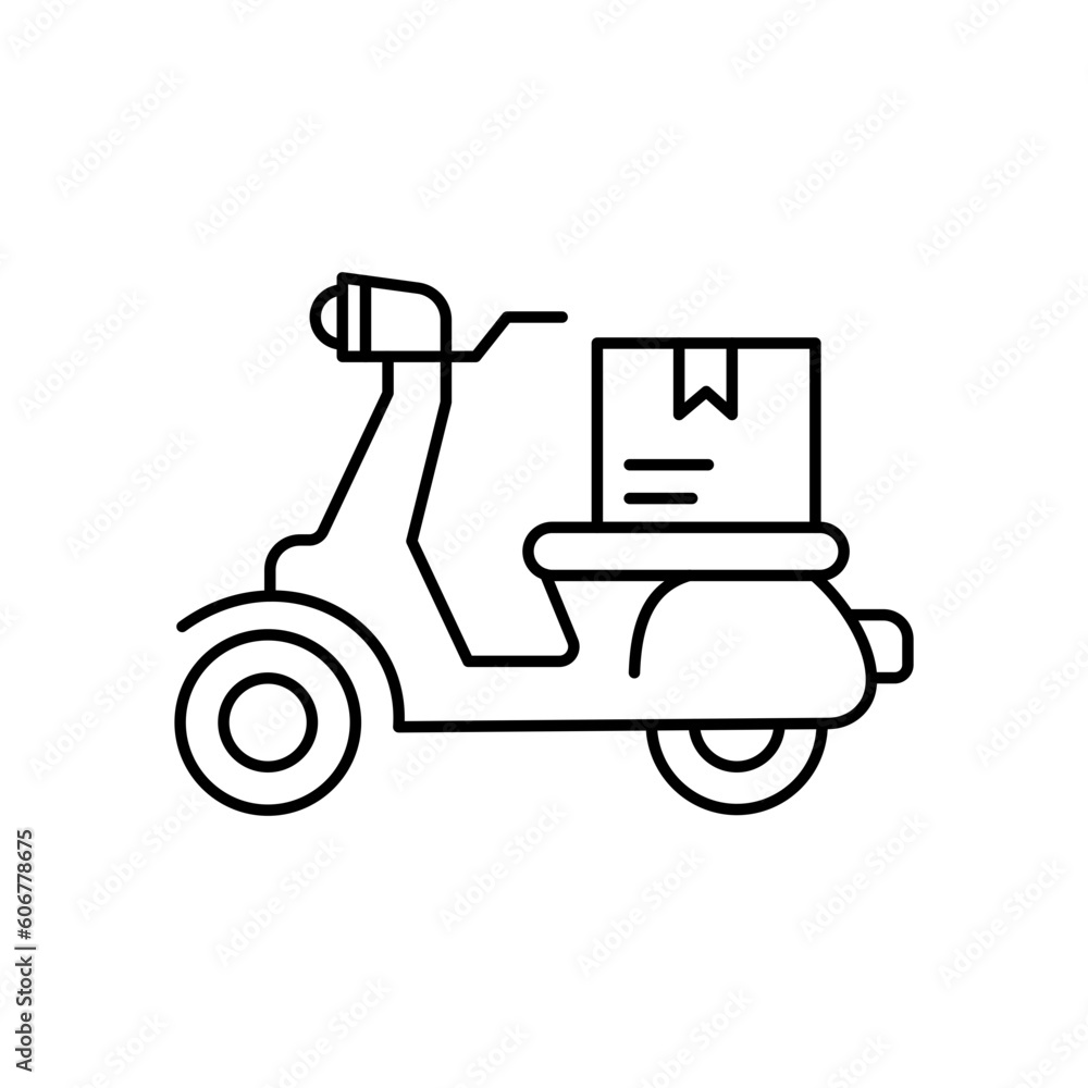 Bike delivery Outline Vector Icon that can easily edit or modify

