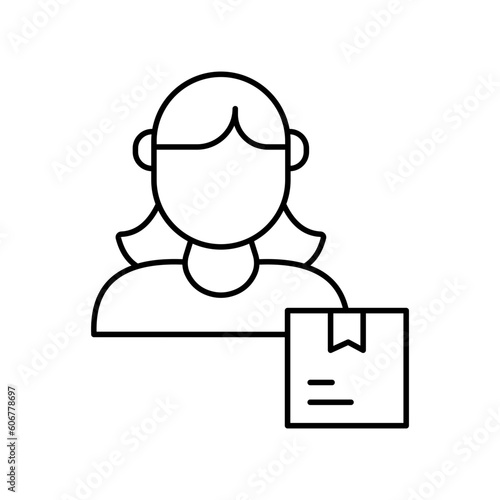 Courier girl Outline Vector Icon that can easily edit or modify


