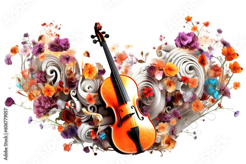 Violin and floral background
