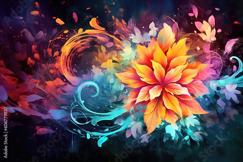 Colorful flower on abstract background