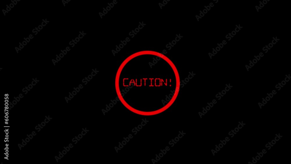 Caution progress bar animation on black background Caution progress bar animation on black background