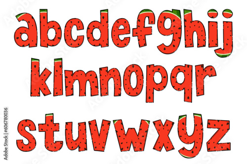 Handcrafted Watermelon Letters. Color Creative Art Typographic Design