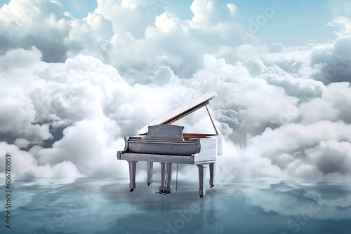 Wallpaper Mural Piano in the clouds against blue sky with white clouds Torontodigital.ca