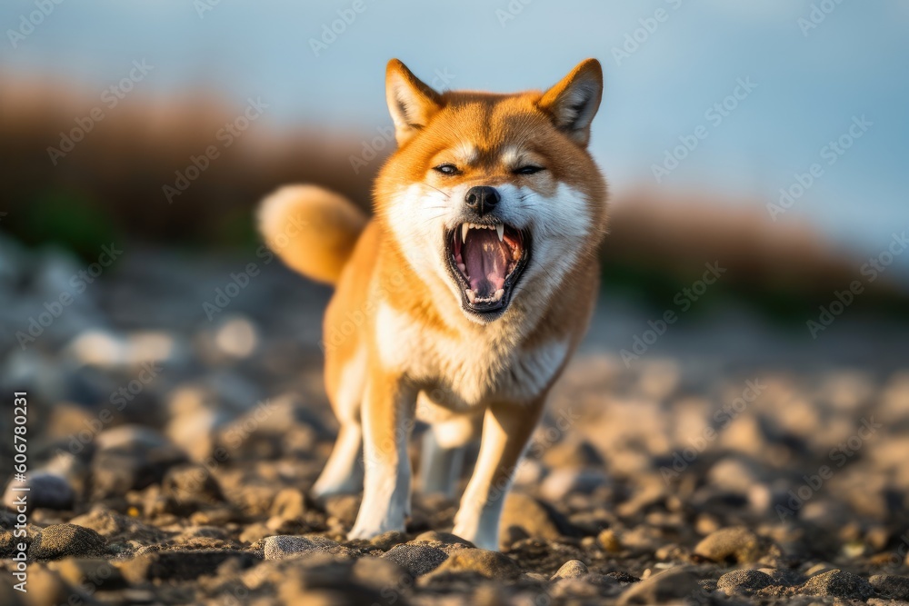 Fotografie an angry Shiba Inu